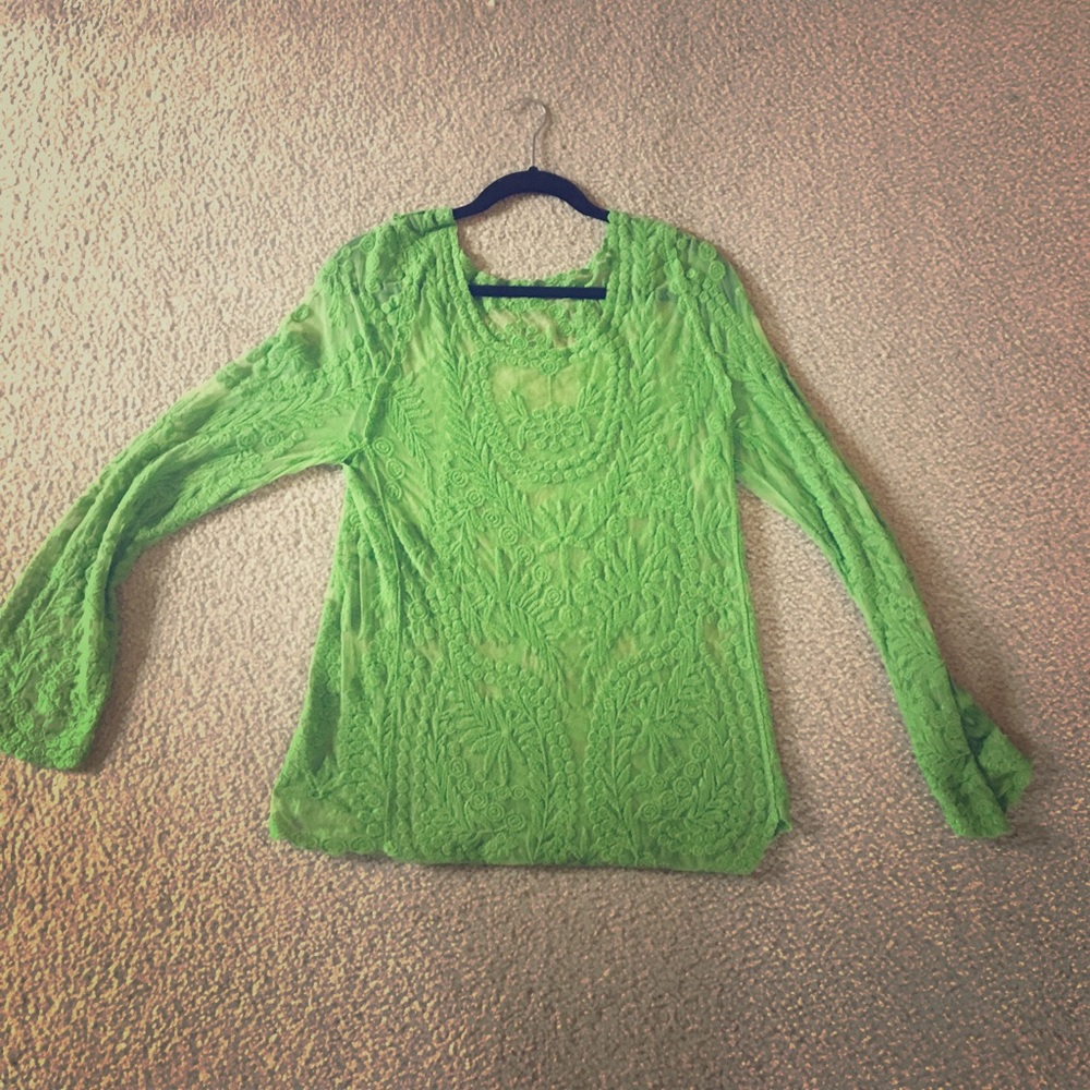 Olive green color lace top