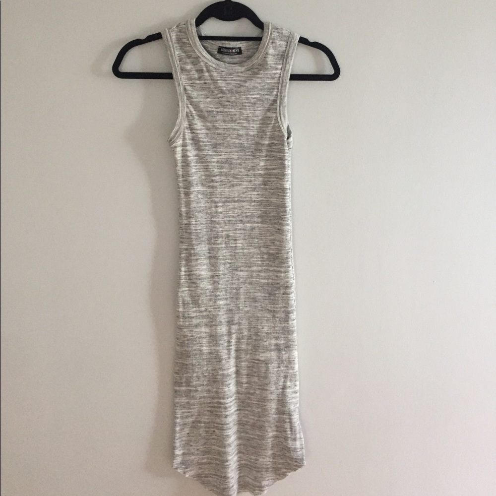 Grey Scoop Neckline Dress By Fashion Nova