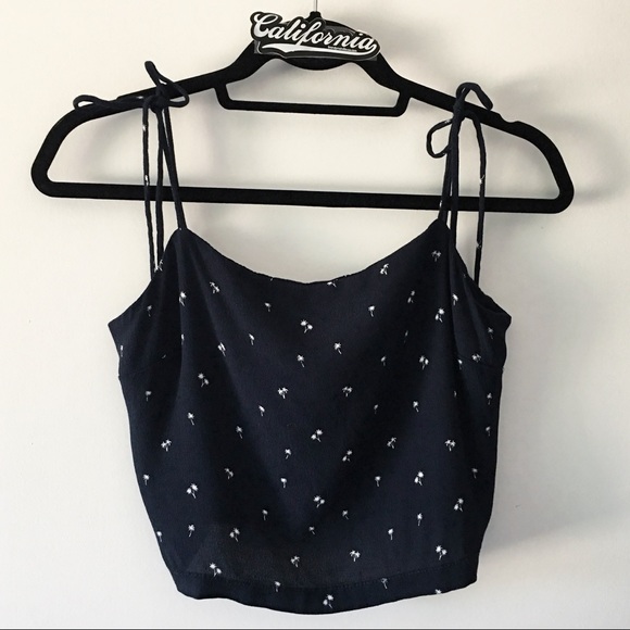 Brandy Melville Tops - BNWT navy palm tree print Dena top