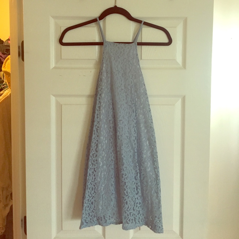 Light blue lace mini dress