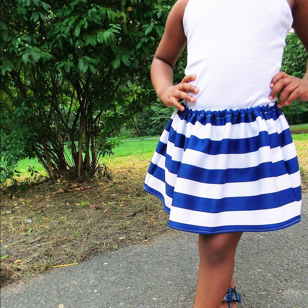 Blue strips custom skirt