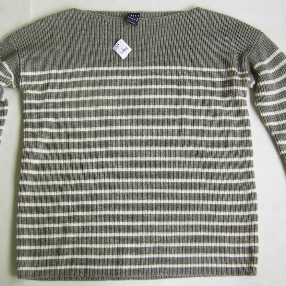 NWT GAP wool blend NAUTICAL STRIPE RIB Sweater L