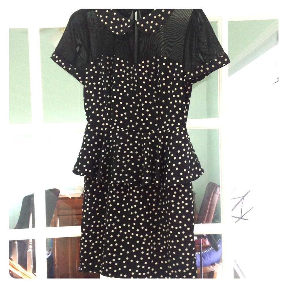 FOREVER 21 Polka Dotted Peplum Dress