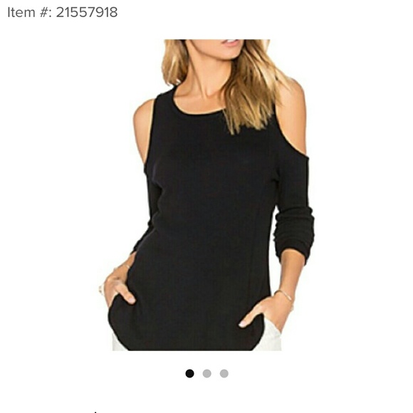 Bobi Tops - Bobi Black Waffle Weave Cold Shoulder Top Bobi Tops - Bobi Black Waffle Weave Cold Shoulder Top