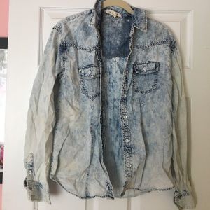 Distressed denim shirt