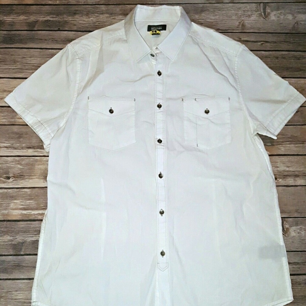 Kenneth Cole Reaction White Mens Button Down Shirt