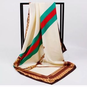 Red and green striped silk scarf