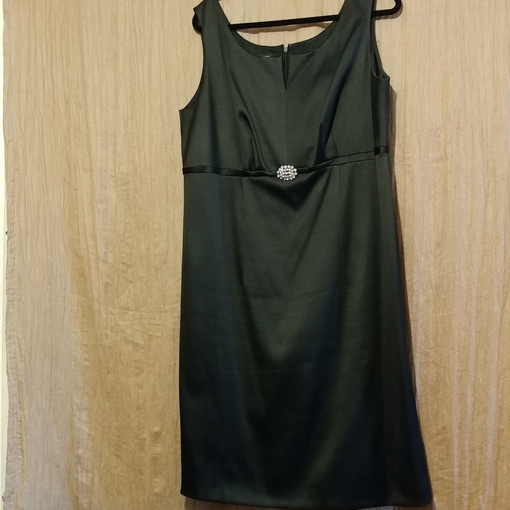 INC Black Satin Evening Party Dress with Bling