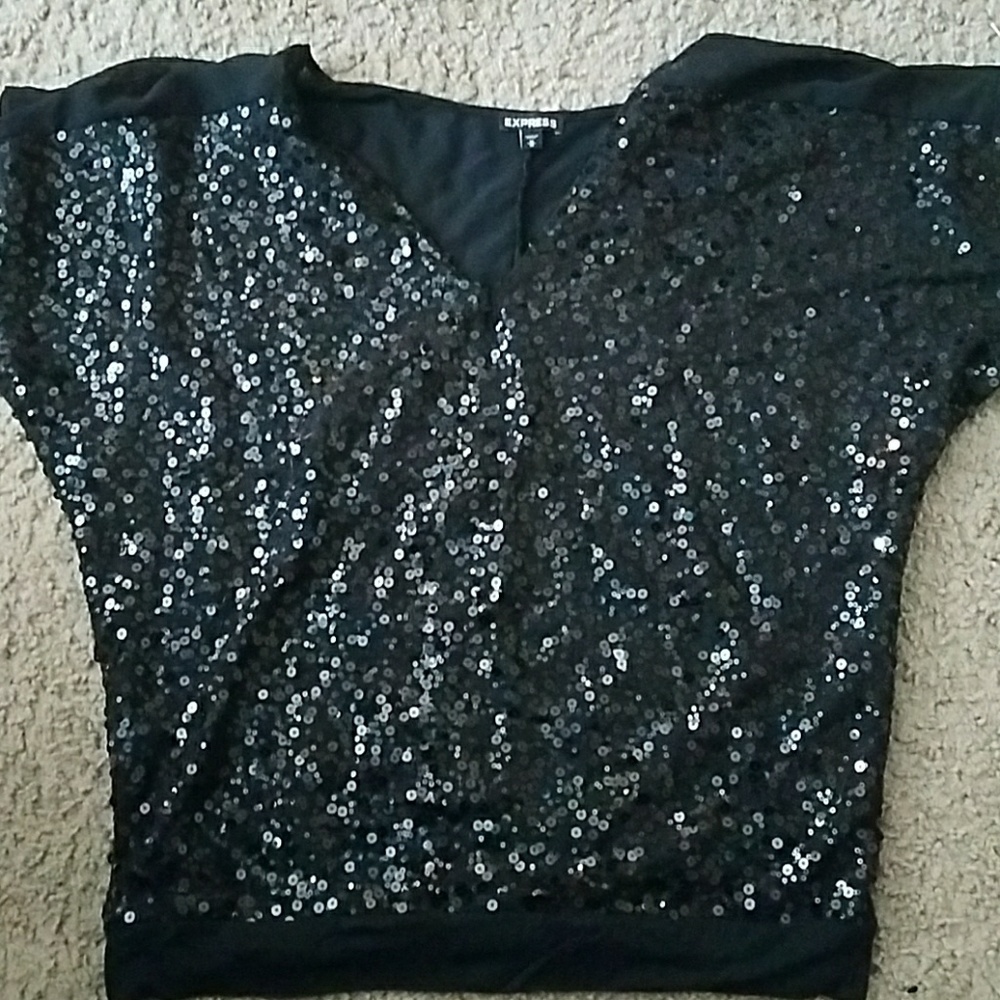 Express black sequined top