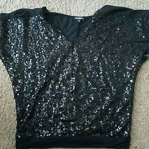 Express black sequined top