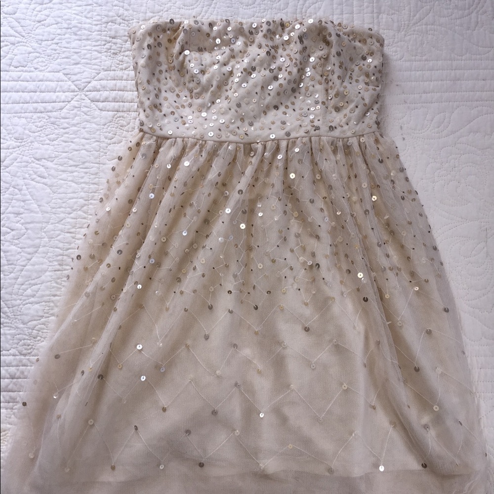 Forever21 champagne &gold sparkle cocktail dress