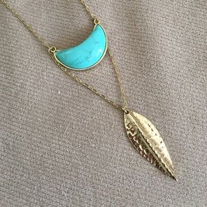 Gold plated with faux turquoise inlay necklace
