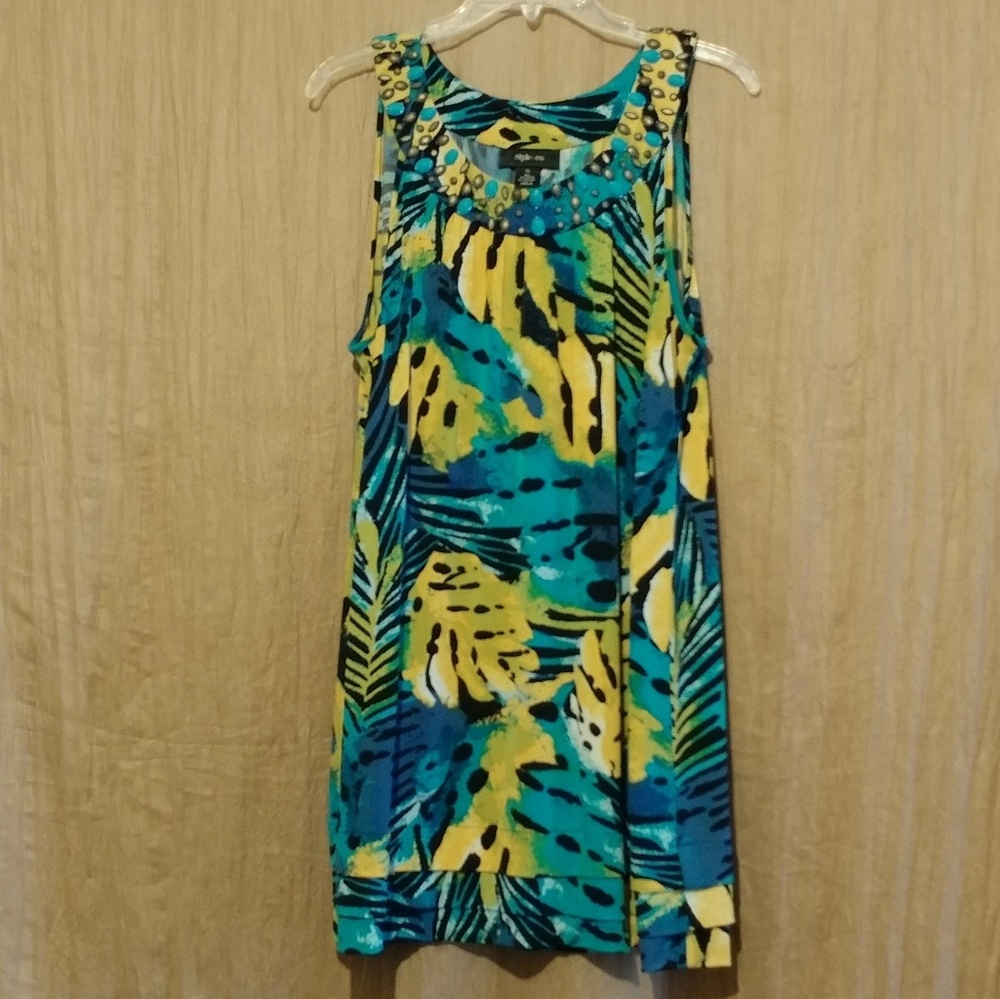 Style & Co embellished tropical shift dress