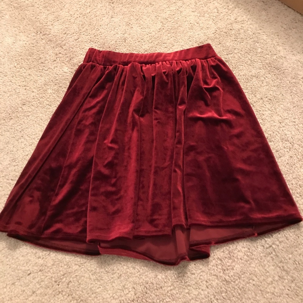 Garage red/maroon velvet skirt
