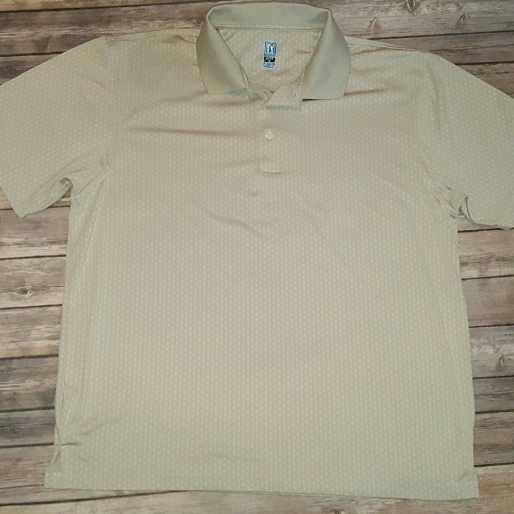 PGA Tour Men's size Beige Diamond Print Polo Golf