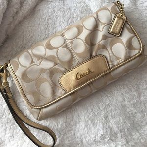 Authentic gold tan Coach wallet/wristlet
