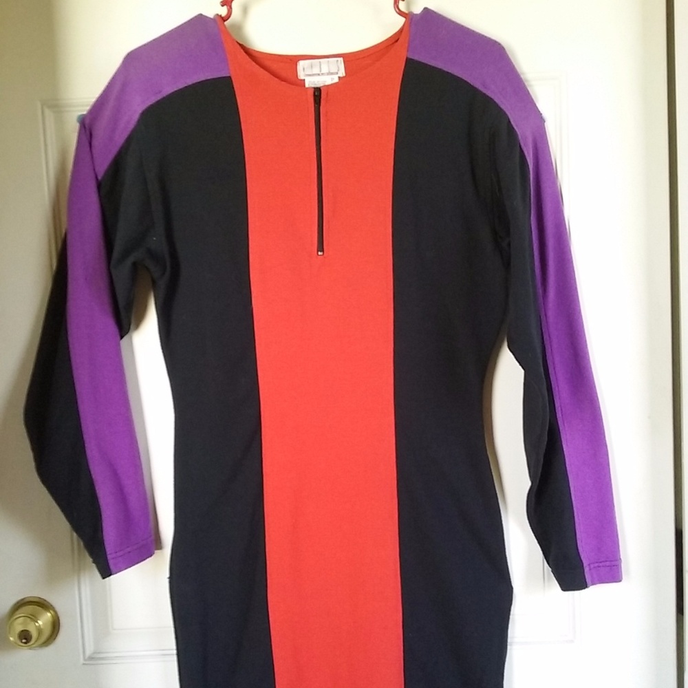 80's Vintage Stretch Cotton  Fitted Dress