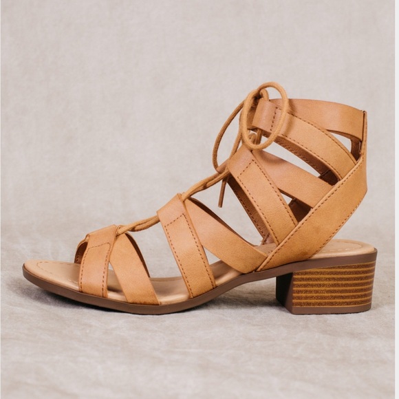 Gladiator Caged Kitten Heel Lace Up Sandals - Picture 3 of 4