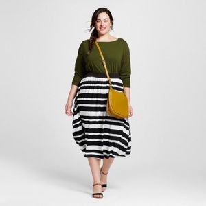 AVA & VIV Plus Size Striped Midi Skirt Size 3X