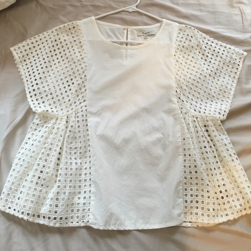 Madewell White Eyelet Floatweave Top