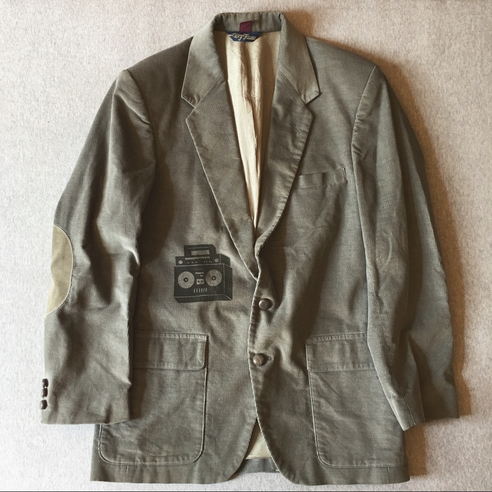 🔥: UO • Gray • Corduroy Jacket W/ Stereo Graphic