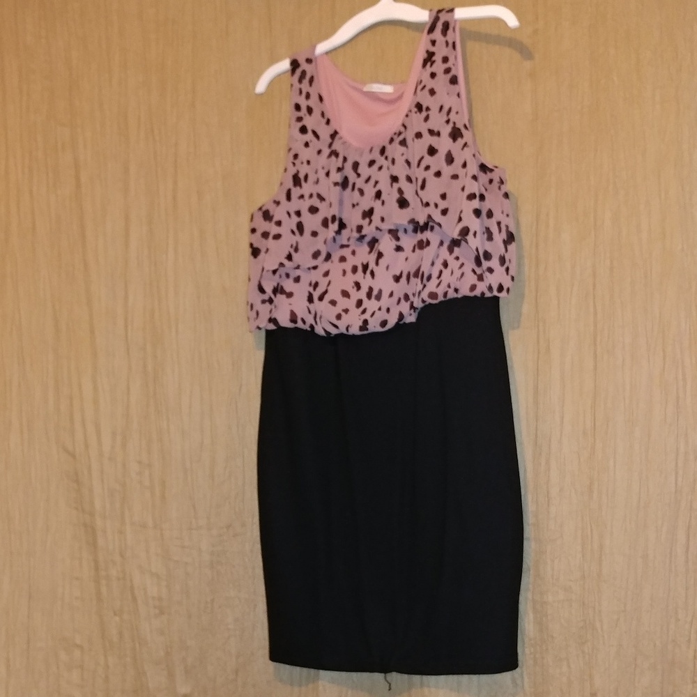 Maitai pink and black spotted mini dress