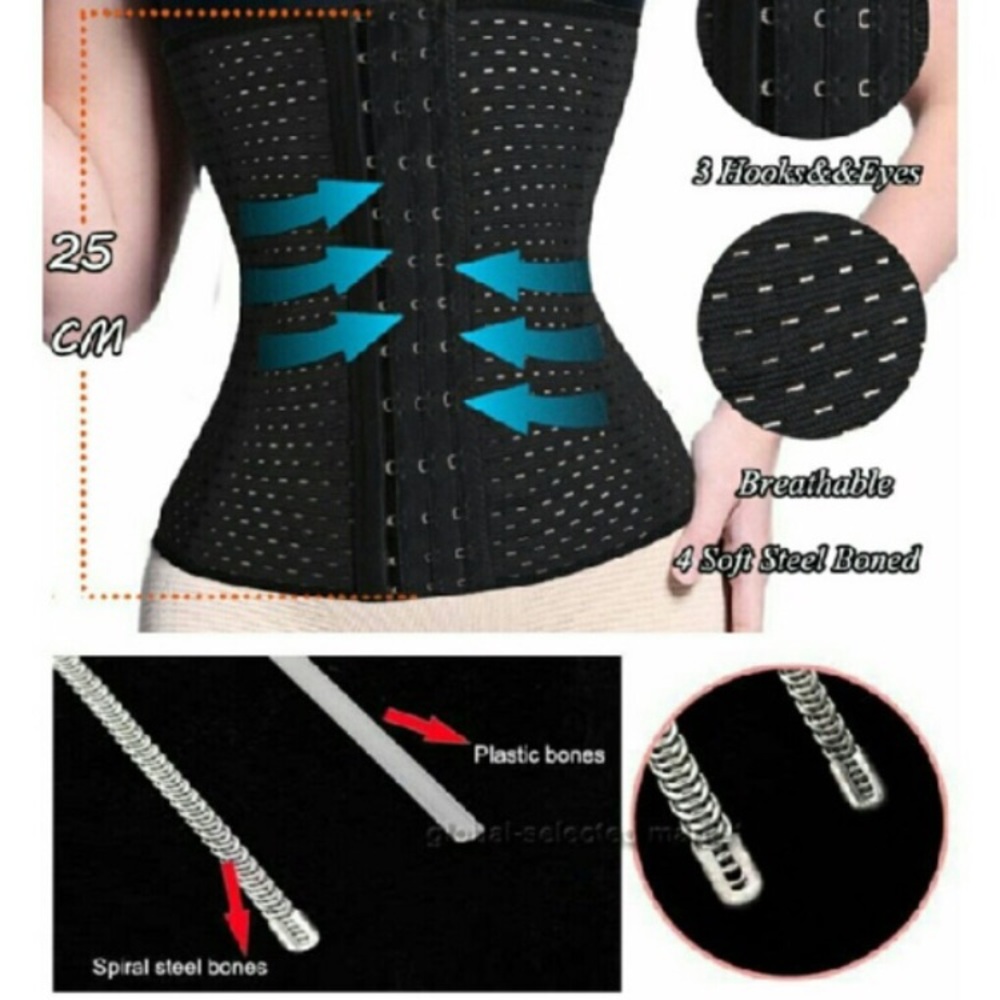 2   4 STEEL BONED BLACK WAIST TRAINER - Picture 2 of 4