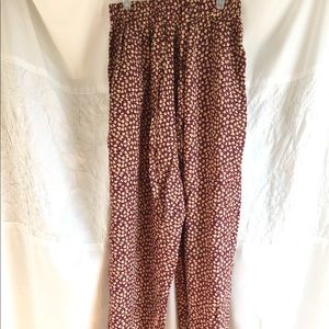 maroon and yellow floral hippy pants high waisted