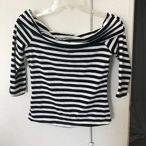 Off the shoulder striped shirt