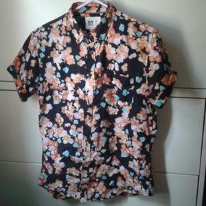 Reef Floral Hawaiin Summer Button Down Shirt Sz M