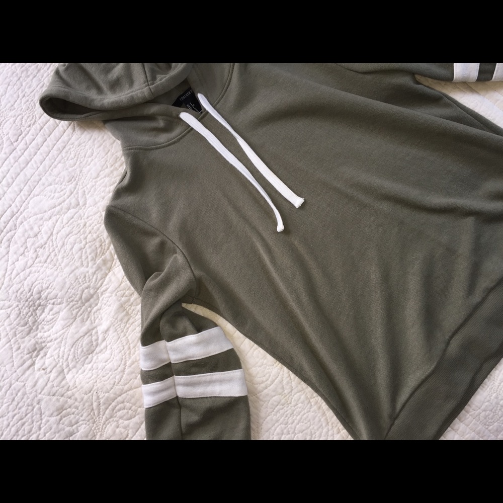 forever 21 green with white stripes hoodie