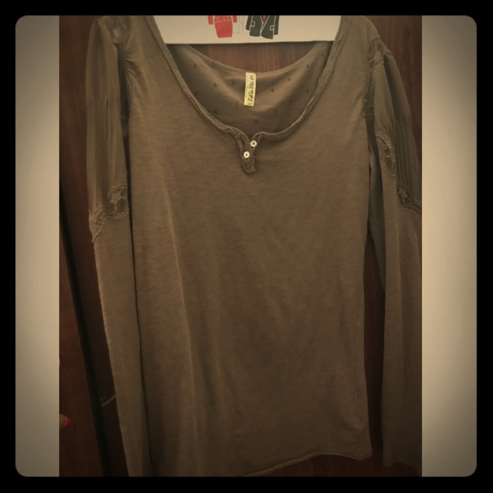 Free People sheer long sleeve blouse.