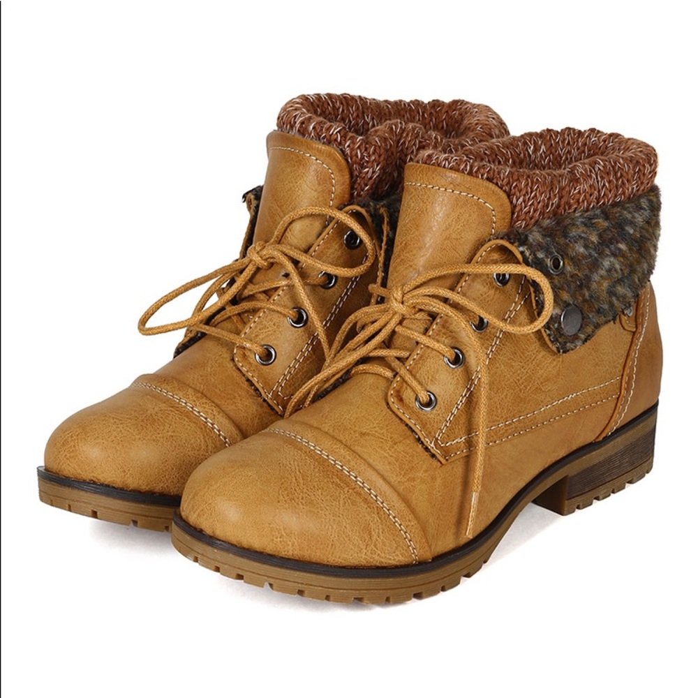 Women's Combat Brown Military Ankle Boots