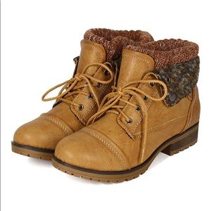 Women's Combat Brown Military Ankle Boots