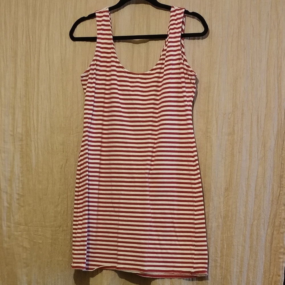 Xhileration Red and White Stripped Bodycon dress