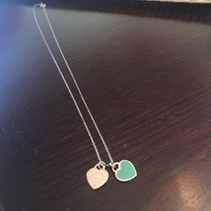 Tiffany and co double heart tag necklace