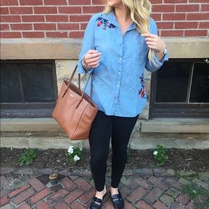 Embroidery denim top