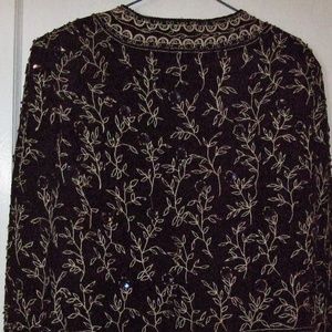 Stenay Beaded Jacket, Black White / Silver Flowers