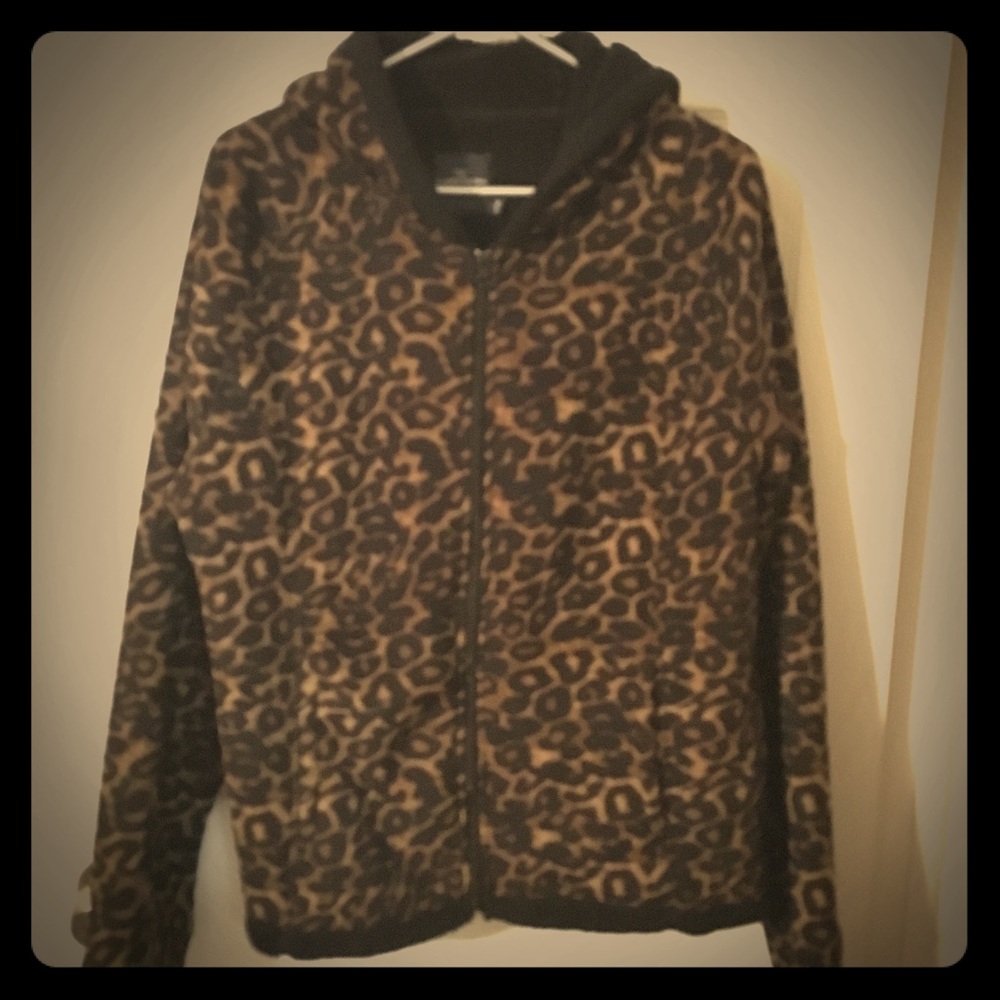 Animal print fleece hoodie