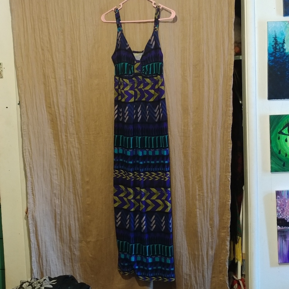 Purple and Blue maxi dress with braided straps