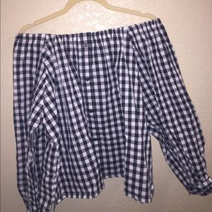 Checkered off the shoulder top