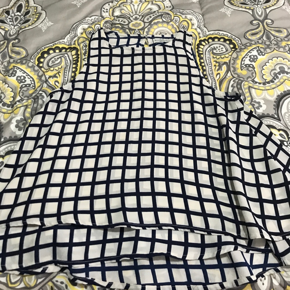 Checkered blue and white tank top