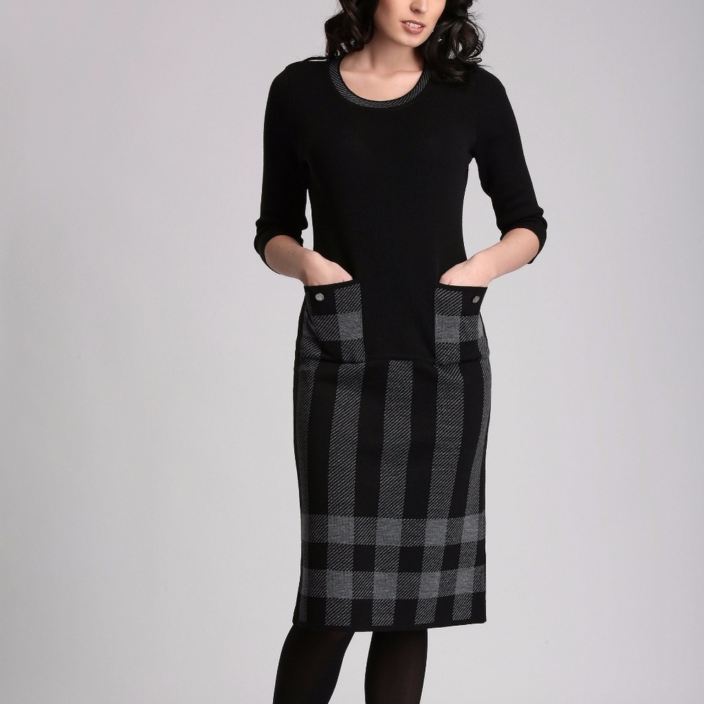OFFICE POCKET WOOL DRESS MADE IN EUROPE 12 14