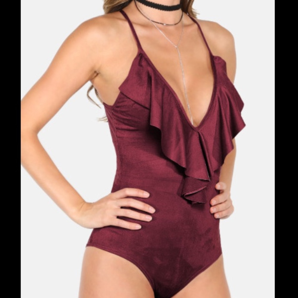 Plunging Neckline Bodysuit - Picture 2 of 4