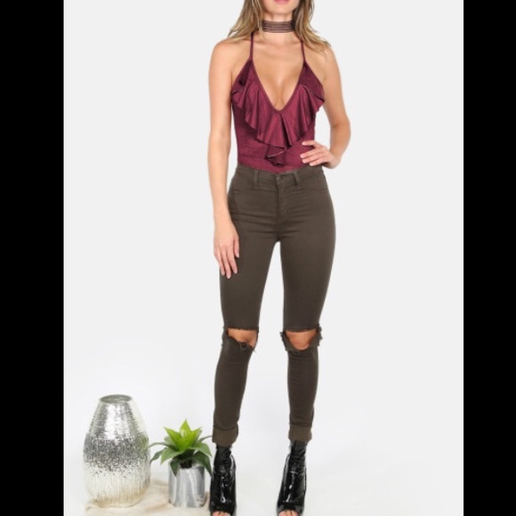 Plunging Neckline Bodysuit - Picture 4 of 4