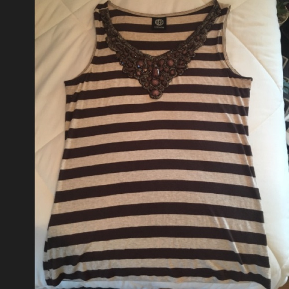 Striped shirt with beading
