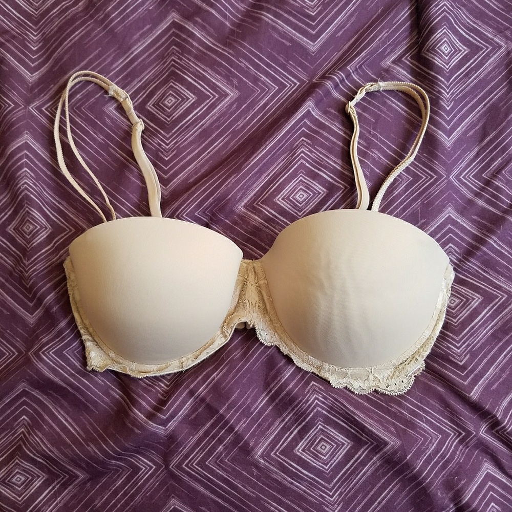 PINK 32D Tan Push-Up Underwire Bra