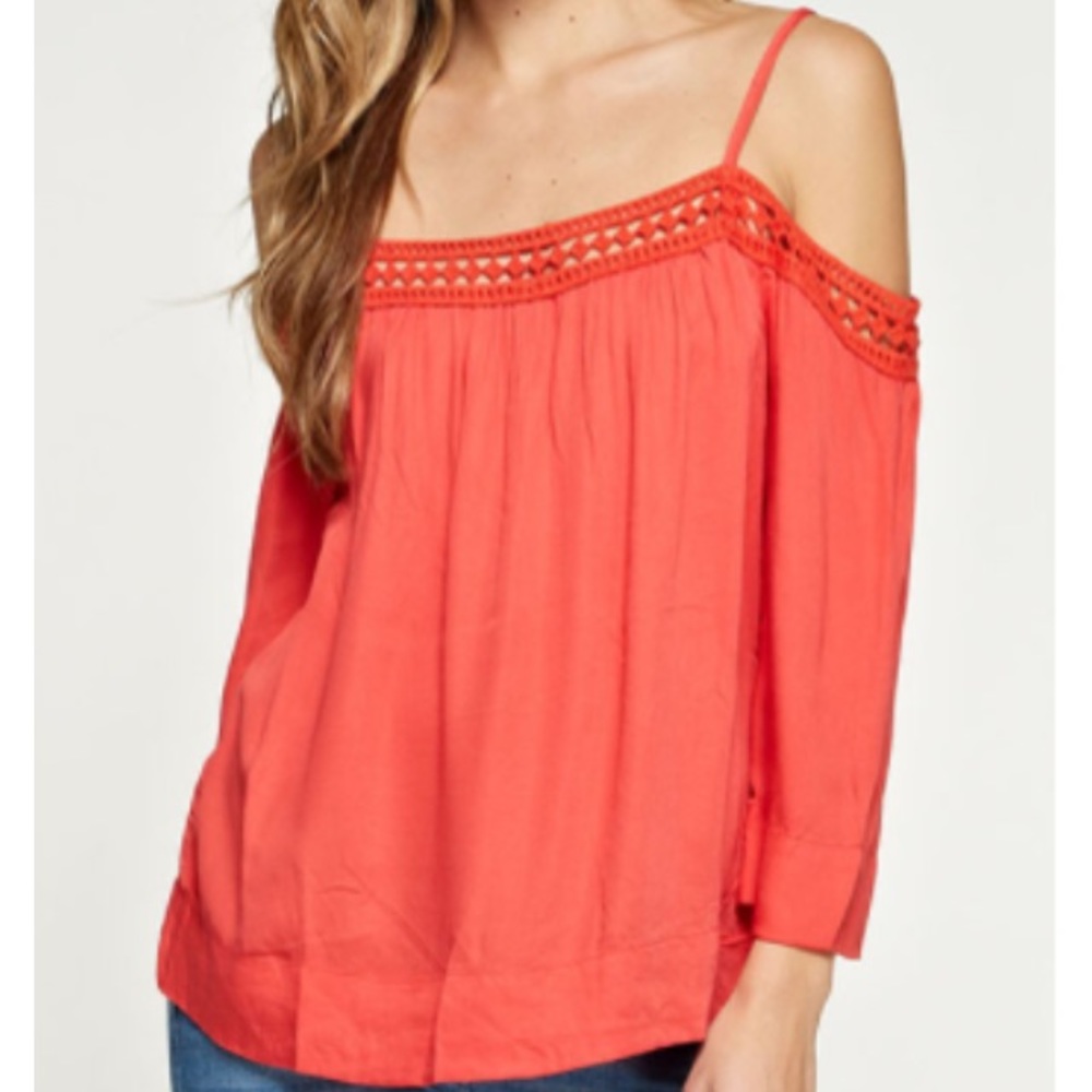Boho off the shoulder orange/red top