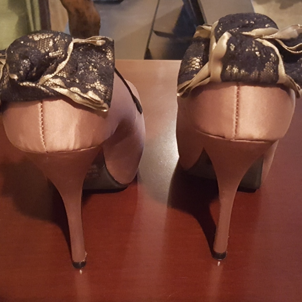 Beautiful brown satin heels
