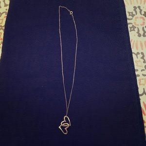 Silver double heart necklace